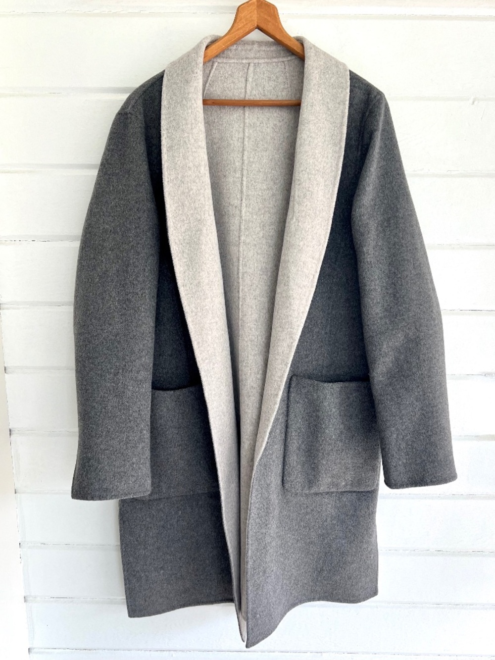 BANANA REPUBLIC Reversible Wool Top Coat in Gray - XL